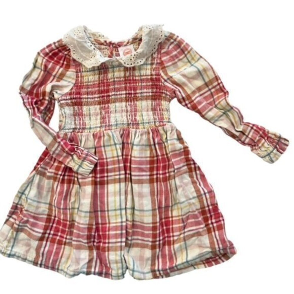 SALE!! 2 FOR $15 Christmas Red Flannel Gingham Plaid Dress 18M Lace